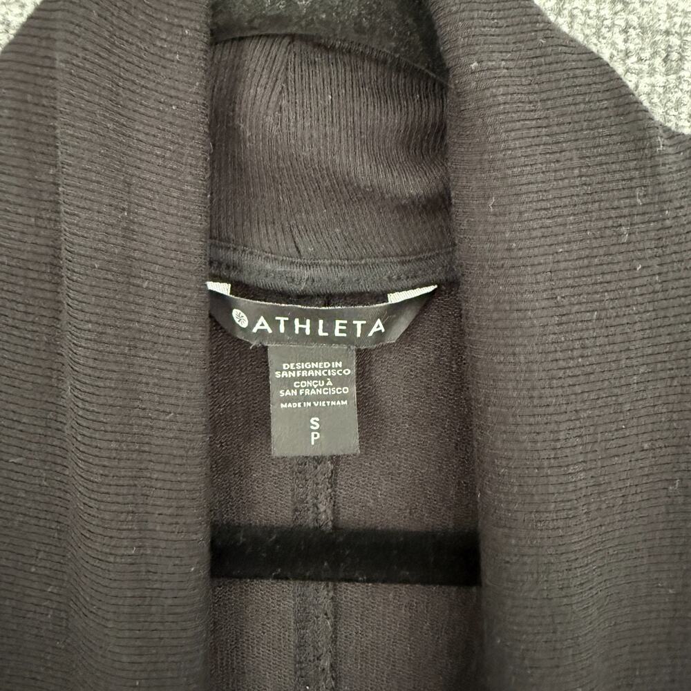 Athleta Open Front Cardigan Womens Small Black Shawl Collar Pockets Cozy Wrap - Picture 4 of 12